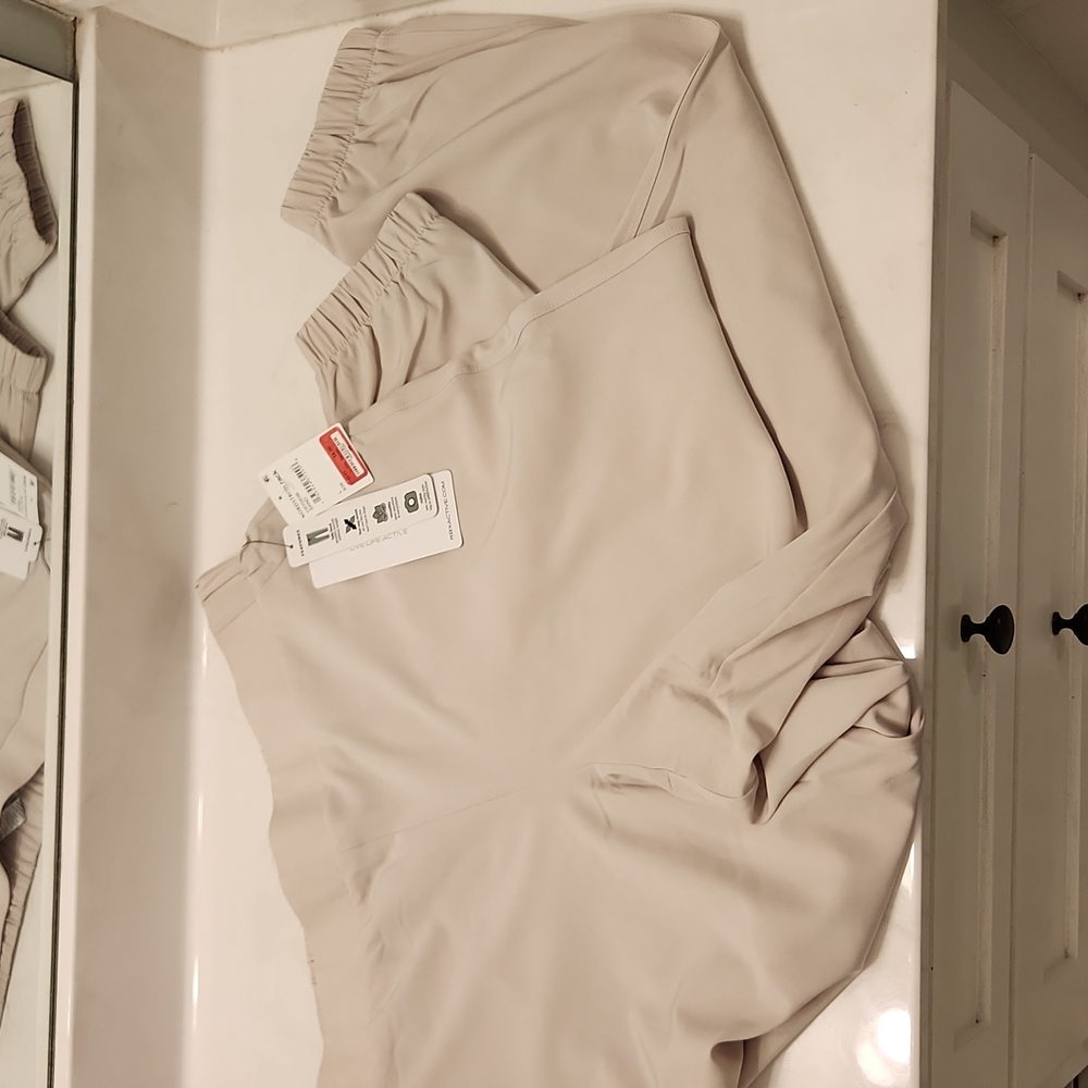 RBX Active Women's Joggers Pants flat front Size L Large Sand color NWT